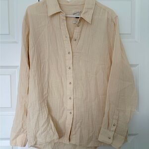 Universal Thread Light Beige Gauze Button-Up Shirt